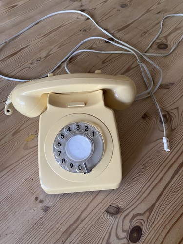 Vintage dial telephone white - vintage,
