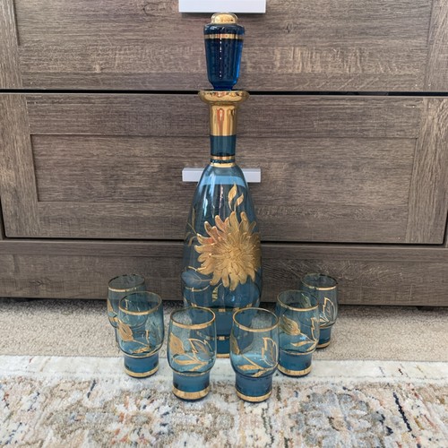Vtg bohemian blue glass - vtg,