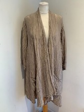 Grizas open front kaftan duster kimono XL VGC linen silk beige cardigan long