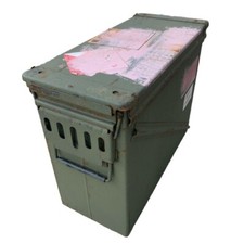Used 30 mm Metal Army Ammo Storage Tin Large Military Box L 47 x W 21 x H 37 cm