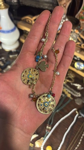 Brass vintage evil eye - vintage,