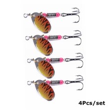 4Pcs/set Small Tiger Spinners Trout Pike Perch Bait Metal Sequin Lure 6.4cm 5.1g
