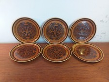 Arklow Pottery Ireland 1970s Tree of Life , Brown Plates X6, 23cms DIAMETER 