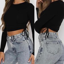 Black Crop Top with Gathered