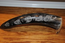 Scrimshaw Bovine Cow Horn With