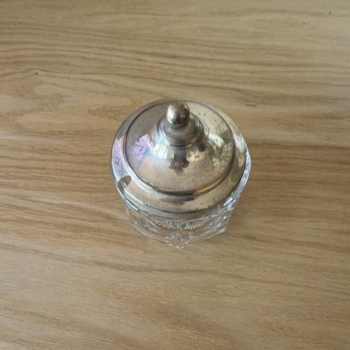 Silver plate lidded mustard - silver,
