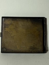 Antique British India Map Cigarette Case Vintage Colonial Metal Box