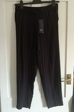 Lovely Red Black Striped Ladies Womans Elasticated Trousers. Boho Office. BNWT 