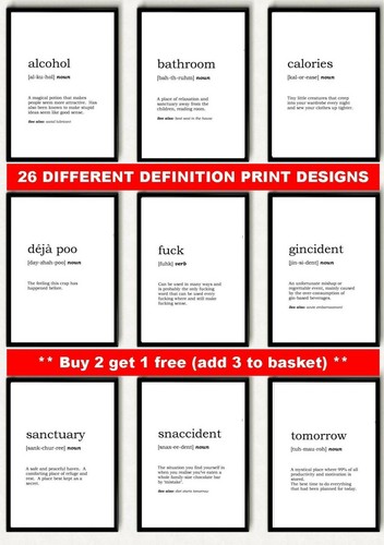 Word definition prints - word,