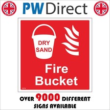 Sign dry sand fire bucket - sign,