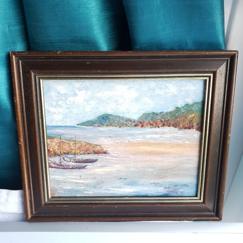 Framed boats painting - framed,