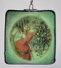 Christmas stained glass santa leaded suncatcher window decoration