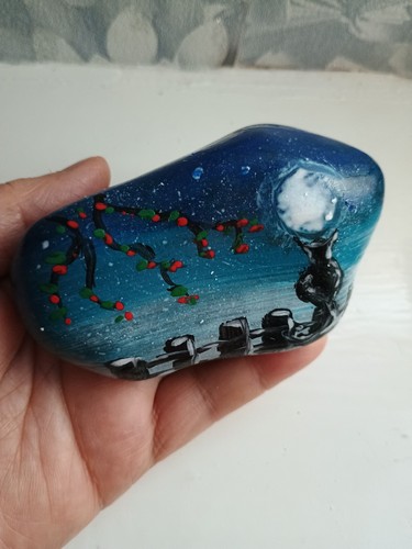 Hand painted pebble stone rock - painted,