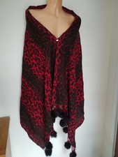 Kapre Red Leopard Print Shawl