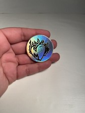 Vntg POG 1990s Heart Flames Foil Shiny Sparkles Silver Cap Milk Bottle Top HTF