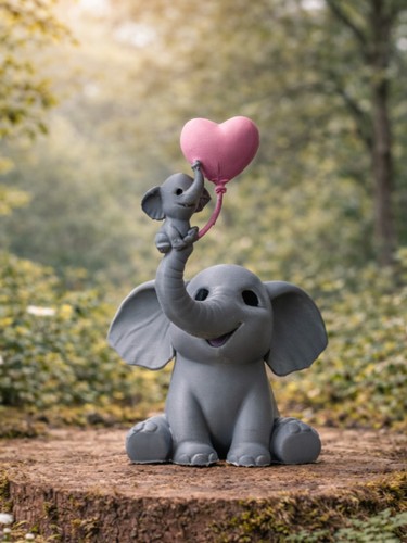 Elephant with heart balloon - elephant,