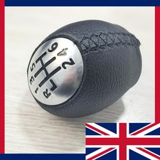 6 SPEED GEAR SHIFT STICK KNOB LEATHER FOR RENAULT MEGANE 3 III BLACK / CHROME 