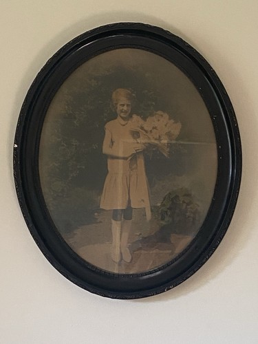 Large antique oval - oval, framed