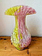 Vintage yellow And Pink Glass Vase - 1950s? - Fenton?