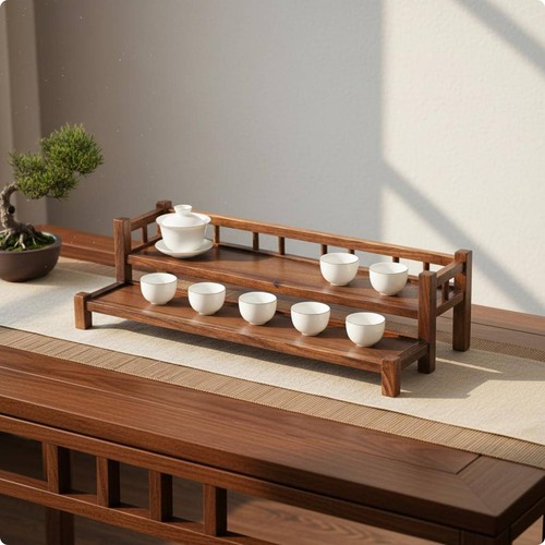 Double layer tea stand - stand, walnut