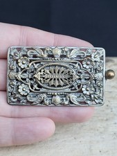 Antique French Belt Buckle. Shield. Dragon / Griffin. Floral Motif. Depose