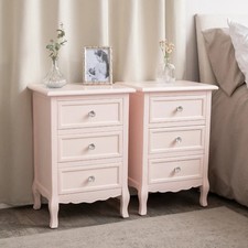 Pair of Pink 3 Drawer Bedside