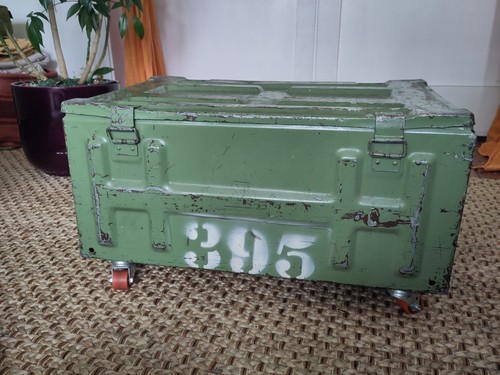 Vintage steel army trunk - vintage,