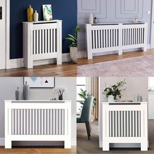Radiator Cover Cabinet Wooden Heater Cover Modern White MDF Home Office Hallway