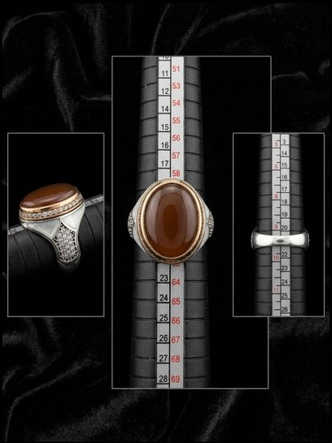 Yemeni aqeeq ring for men - aqeeq, 925