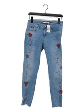 Superdry Women's Jeans W 28 in; L 30 in Blue Floral Cotton with Elastane Skinny
