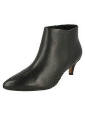 Women's Clark’s Linvale Sea Black Leather Kitten Heel Ankle Boots UK7/EU41 NEW