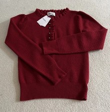 Brora 100% Scottish Cashmere Vintage Style Jumper. Red (Hawthorn). UK 8. BNWT