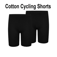 2 Pack Girls Black Cotton Cycling Shorts School Uniform PE Dancing Sports Active