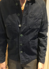 MEN'S GENUINE, WOLSEY JACKET, NAVY, CAMO LINING, HARDLY WORN, EX. COND. S.