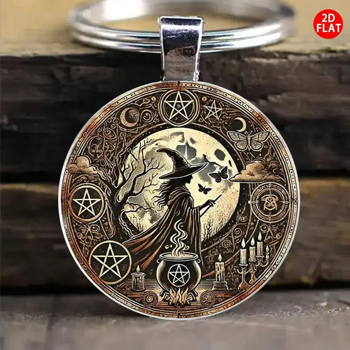 Witch cauldron pentagram moon - witch,