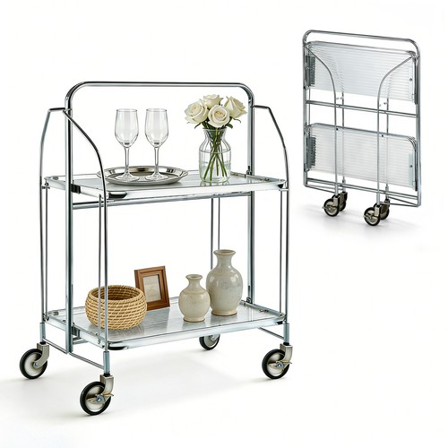 Tier folding kitchen trolley - 2-tier,
