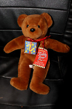 Vintage Sainsburys Brown Teddy Bear Red Bow Beanbag Beanie Soft Plush Toy unused
