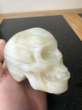 Large Banded Calcite Afghan Jade Crystal Skull Skulls Carving 616g A2
