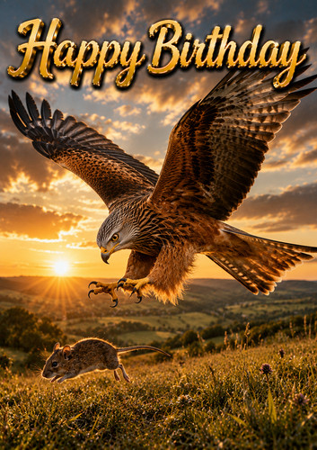 Red kite birthday card - red,