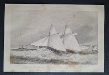 Antique 1839 print - Sailing - Vessels of Thames Royal Yacht Club