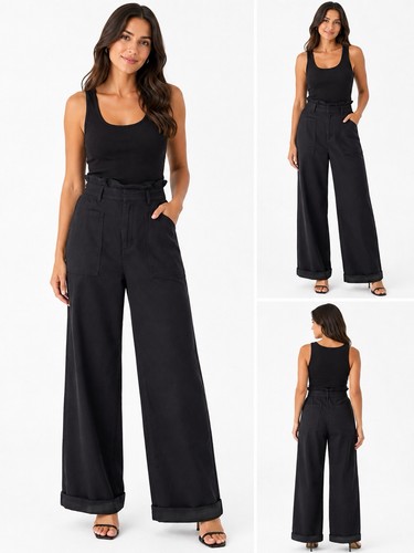 Zara black high waist - black, paperbag