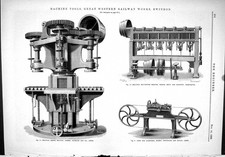 Old Print 1888 Machine Tools Railway Swindon Band Saw Nut-Tapping Boring 19th