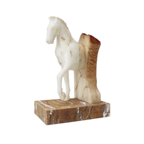 Horse statue with marble - with, base