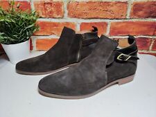 NEW MENS RIVER ISLAND BAILEY UK 11 EU 45 DARK BROWN SUEDE BUCKLE BOOTS RRP £55