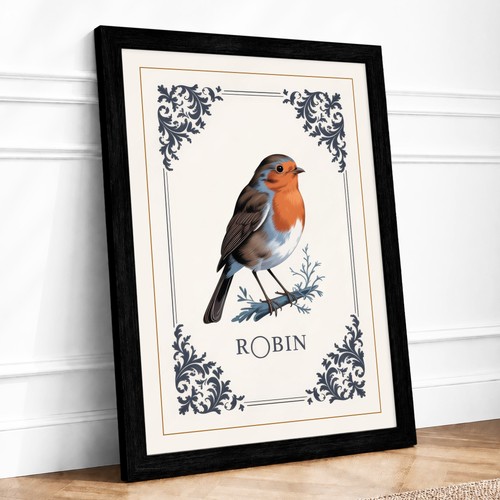 Robin study vintage framed - study,