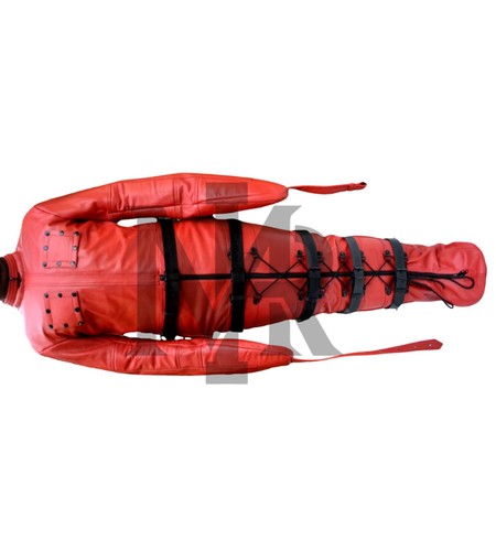 Red leather straitjacket sleep - red,