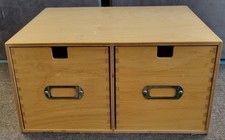 Ikea Wooden 'Moppe' Pine Coloured Double Pull Out Drawer Unit (33.5 x 27 x 17cm)