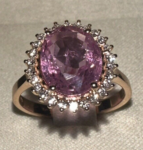 Gold ring pink 18kt - 18kt., diamonds