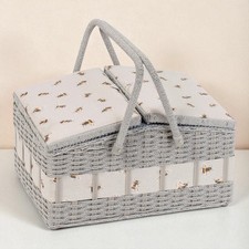 Large Bee Wicker Sewing Basket
