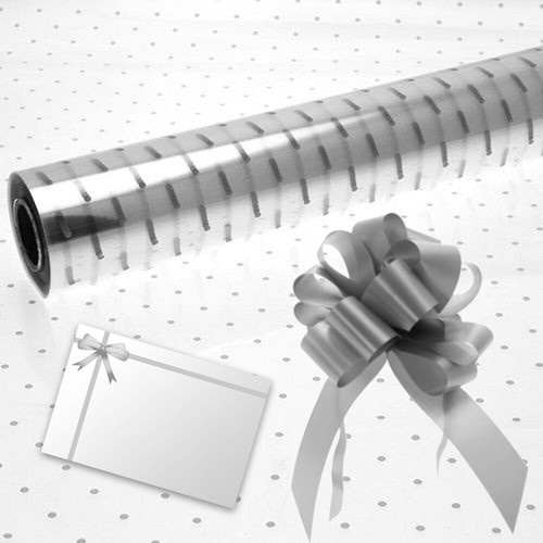 Silver dot cellophane gift - silver,